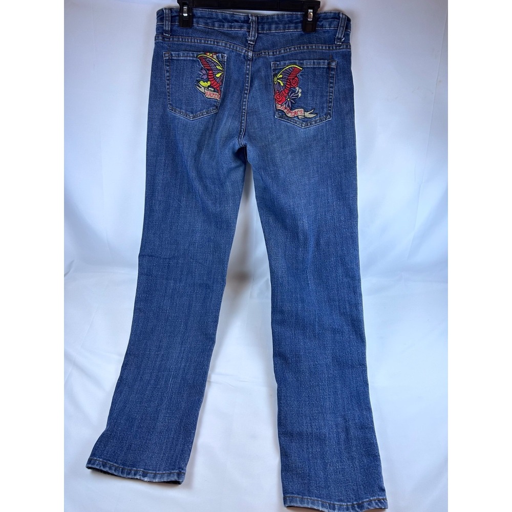 VTG Farlow Embroidered Pockets Women Junior 13 Jeans Skinny Leg Faith Love Peace